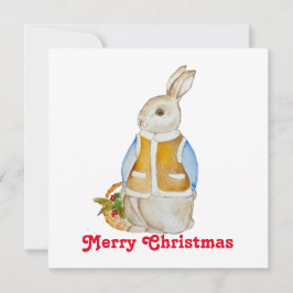 スプルースのぬか入りのバスケットを持つ可愛いクリスマスヘア 招待状