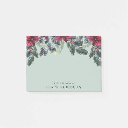 スプルーススタイリッシュレッドポインセチアのクリスマス ポストイット (正面)