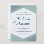 スプルースブルーミントジオメトエレガントリモダン結婚の値 招待状 (正面)