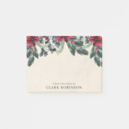 スプルース緑の赤いポインセチアのクリスマス ポストイット