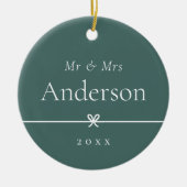 スプルース緑 |シンプルミニマルボー結婚の写真 セラミックオーナメント (正面)