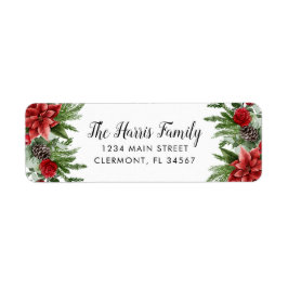 スプルース・ピネコンとポインセチア ラベル
