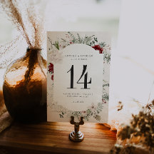 スプルース&レース | 冬のフローラテーブル番号カード