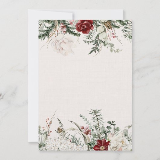 スプルース&レース | 冬の花模様結婚の写真 セーブザデート (裏面)