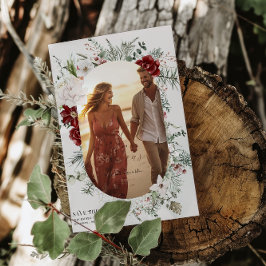 スプルース&レース | 冬の花模様結婚の写真 セーブザデート