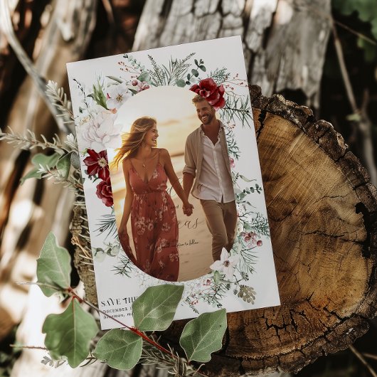 スプルース&レース | 冬の花模様結婚の写真 セーブザデート