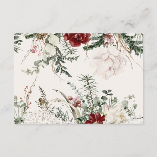 スプルース&レース | 冬の花模様結婚のQR エンクロージャーカード (裏面)