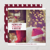 スプレッドクリスマス応援バーガンディーレッドフォトカード シーズンカード (正面/裏面)