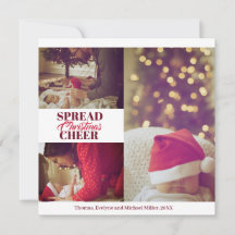 スプレッドクリスマス応援バーガンディーレッドフォトカード