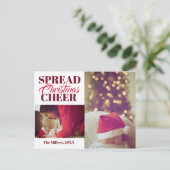 スプレッドクリスマス応援ワインレッドホリデーフォトカード シーズンポストカード (スタンド正面)