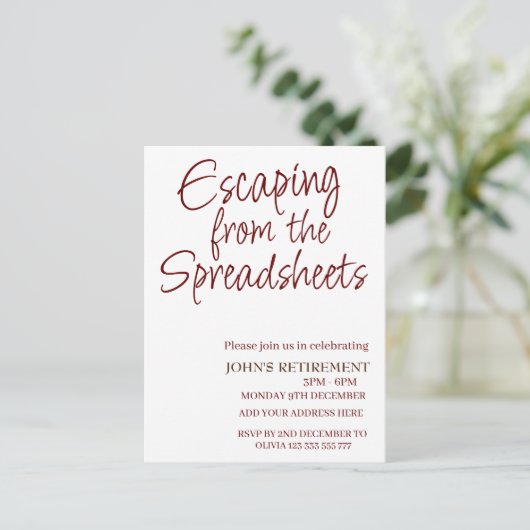 スプレッドシートからの脱出おもしろい除 ポストカード (スタンド正面)