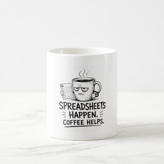 スプレッドシートはコーヒー頼み 面白い ユーモア コーヒーマグカップ