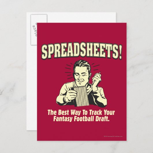 スプレッドシート：サッカーのファンタジーを追跡荷車を引く ポストカード (正面/裏面)