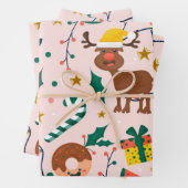 スプレッドホリデージョイと私たちのフェスティバルピンク ラッピングペーパーシート (インサイチュ)