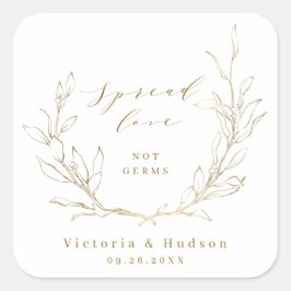 スプレッドラブシンプル金ゴールドエレガント植物学リース スクエアシール