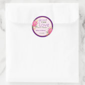 スプレッドラブパープルピンクフローラ結婚式の引き出物 ラウンドシール (バッグ)