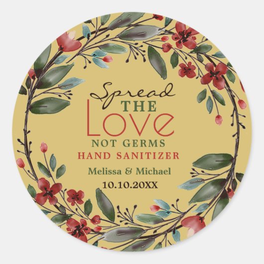 スプレッドラブレッドフローラリースサニタイザー好意金ゴールド ラウンドシール (正面)