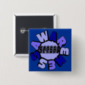 スプレッド認識度（青）四角ボタン 缶バッジ (正面&裏面)