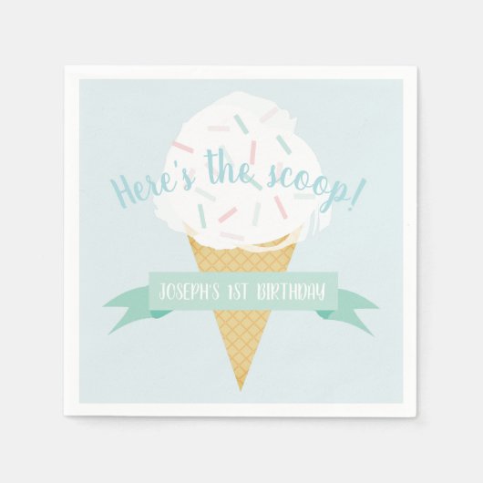 スプレッルアイスクリームこちらスクープ誕生日 スタンダードカクテルナプキン (正面)