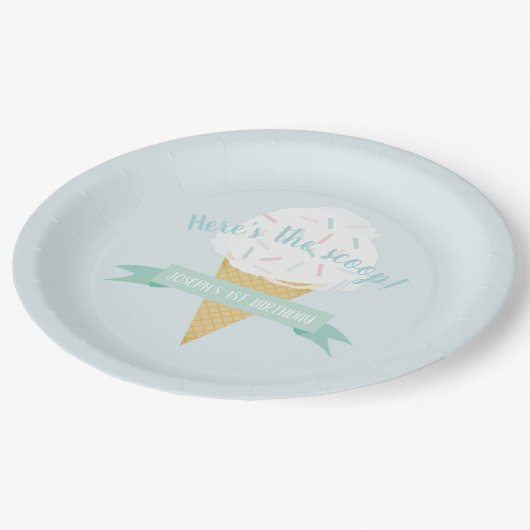 スプレッルアイスクリームこちらスクープ誕生日 ペーパープレート (アングル)