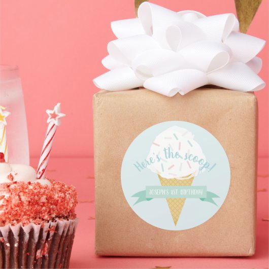 スプレッルアイスクリームこちらスクープ誕生日 ラウンドシール (パーティー)