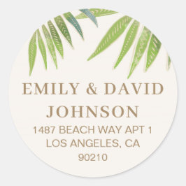 スプレンディッドサマーパームツリーラブ結婚式招待状 ラウンドシール