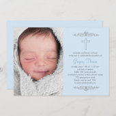 スプレンディドクロスフォトバプティスマ招待状-青 招待状 (正面/裏面)