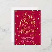 スプレンディドメリメントホイルホリデーパーティーポストカード 箔招待状ポストカード (正面/裏面)