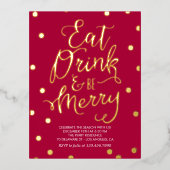 スプレンディドメリメントホイルホリデーパーティーポストカード 箔招待状ポストカード (正面)