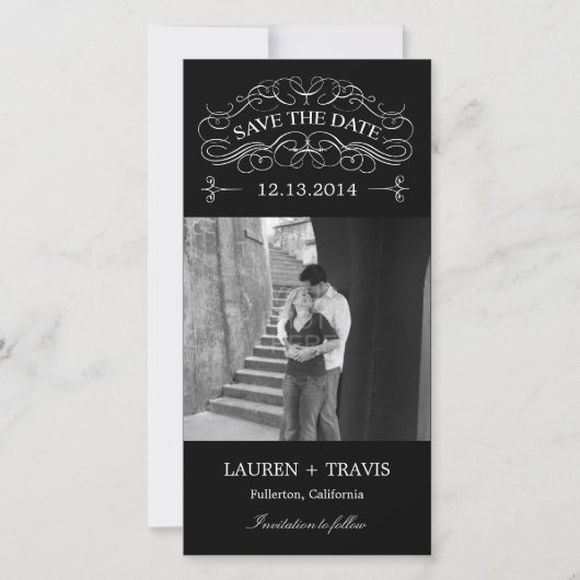 スプレンディド旋回、日付の写真カードを保存-黒 セーブザデート (正面)