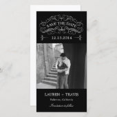 スプレンディド旋回、日付の写真カードを保存-黒 セーブザデート (正面/裏面)