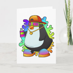 スプレーで描くペンギン カード