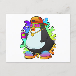 スプレーで描くペンギン ポストカード