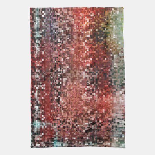 スプレーで染色された赤いタ絵を描イル キッチンタオル (縦)