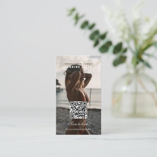 スプレーなめしサロンソーシャルメディアロイヤリティカード 名刺 (スタンド正面)