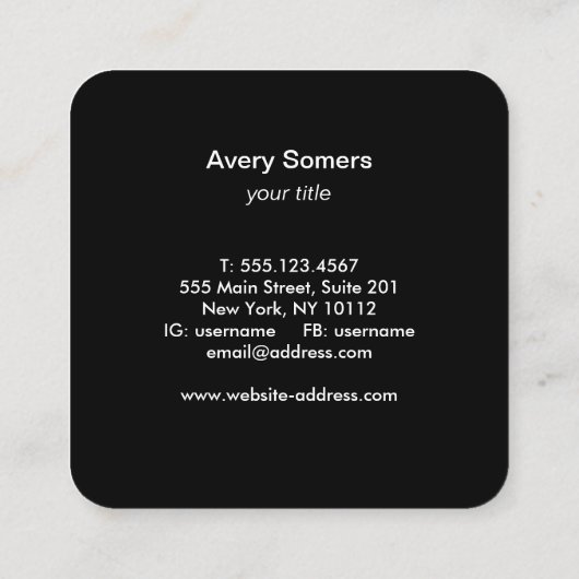 スプレーなめし金ゴールドサン名刺 スクエア名刺 (裏面)