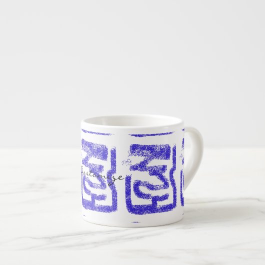 スプレーによってThunder_Coveの絵を描かれる抽象的な青色 エスプレッソカップ (正面右)