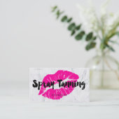 スプレーの日焼けの唇のネオンピンクのタイポグラフィの大理石 名刺 (スタンド正面)