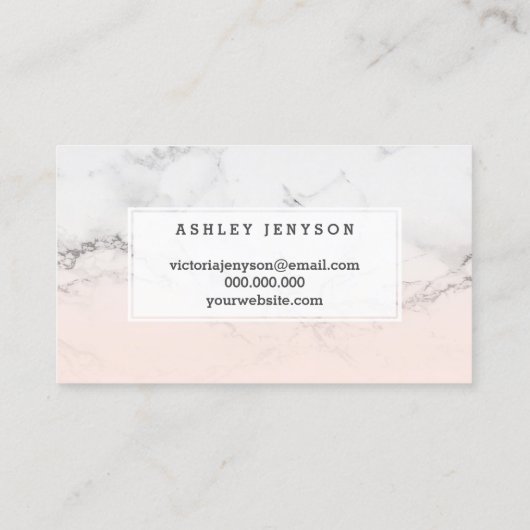 スプレーはタイポグラフィの白い大理石の赤面のピンクを日焼けさせます 名刺 (裏面)
