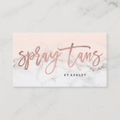 スプレーはタイポグラフィの白い大理石の赤面のピンクを日焼けさせます 名刺 (正面)