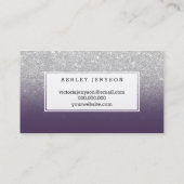 スプレーはタイポグラフィの銀のグリッターの紫色を日焼けさせます 名刺 (裏面)