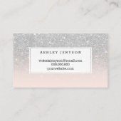 スプレーはタイポグラフィの銀のグリッターの赤面のピンクを日焼けさせます 名刺 (裏面)