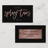 スプレーはロゴのエレガントなばら色の金ゴールドのタイポグラフィの黒を日焼けさせます 名刺 (正面/裏面)