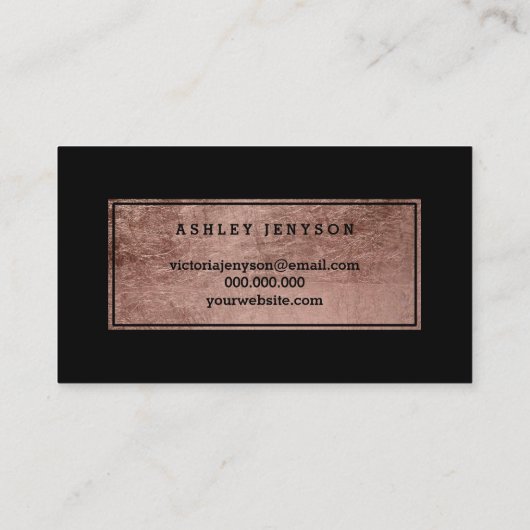 スプレーはロゴのエレガントなばら色の金ゴールドのタイポグラフィの黒を日焼けさせます 名刺 (裏面)