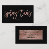 スプレーはロゴのエレガントなばら色の金ゴールドのタイポグラフィの黒を日焼けさせます 名刺 (正面/裏面)