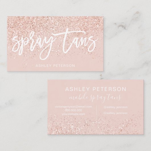 スプレーは原稿のばら色の金ゴールドのグリッターの赤面のピンクを日焼けさせます 名刺 (正面/裏面)