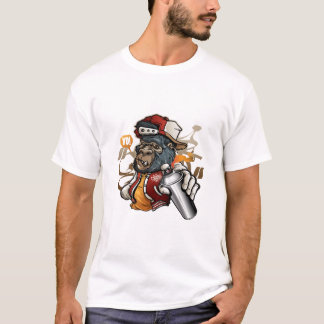 スプレーを持つグラフィティキャラクターゴリ絵を描ラ Tシャツ