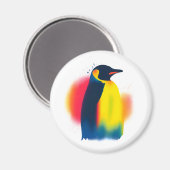 スプレーカラフルペ絵を描ンギンのシルエットラウンド マグネット (正面/裏面)