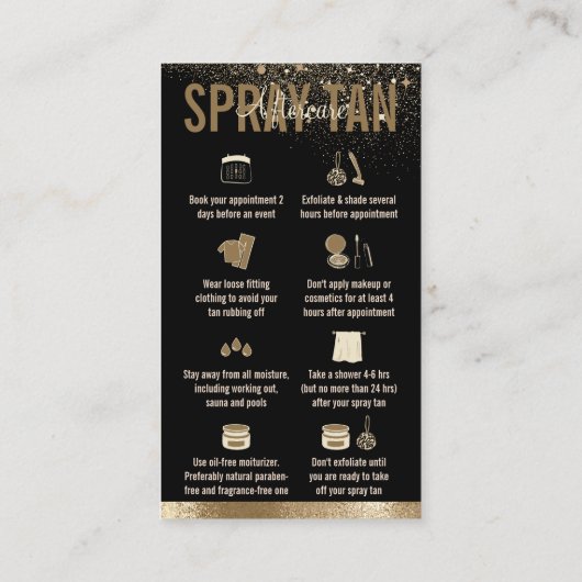 スプレータンアフターケアの指示スパークル金ゴールド 名刺 (裏面)