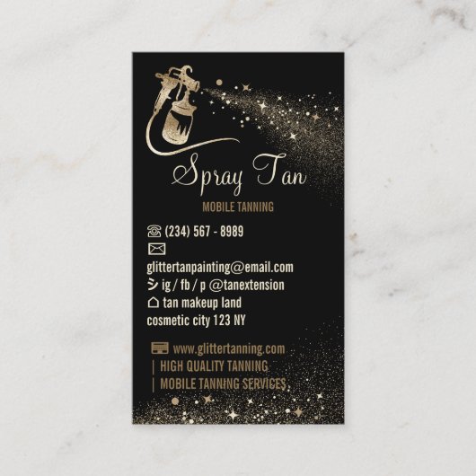 スプレータンアフターケアの指示スパークル金ゴールド 名刺 (正面)